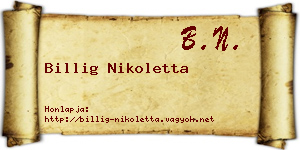 Billig Nikoletta névjegykártya